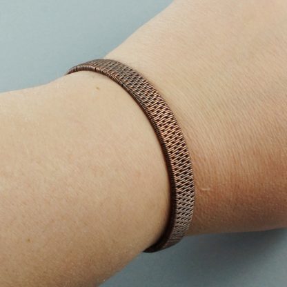 Copper And Red Coral Brick Stitch Weave Bracelet