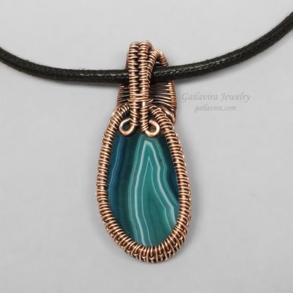 Copper Wrapped Green Agate Slice Necklace