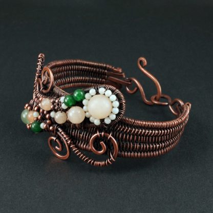 Copper, Aventurine and Amazonite wire wrapped bracelet