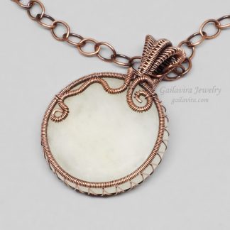 Snow Quartz and copper wire wrapped pendant