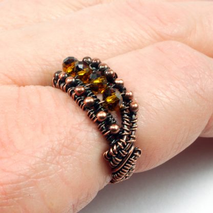 Copper and Amber Glass Ring
