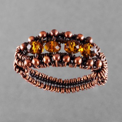 Copper and Amber Glass Ring