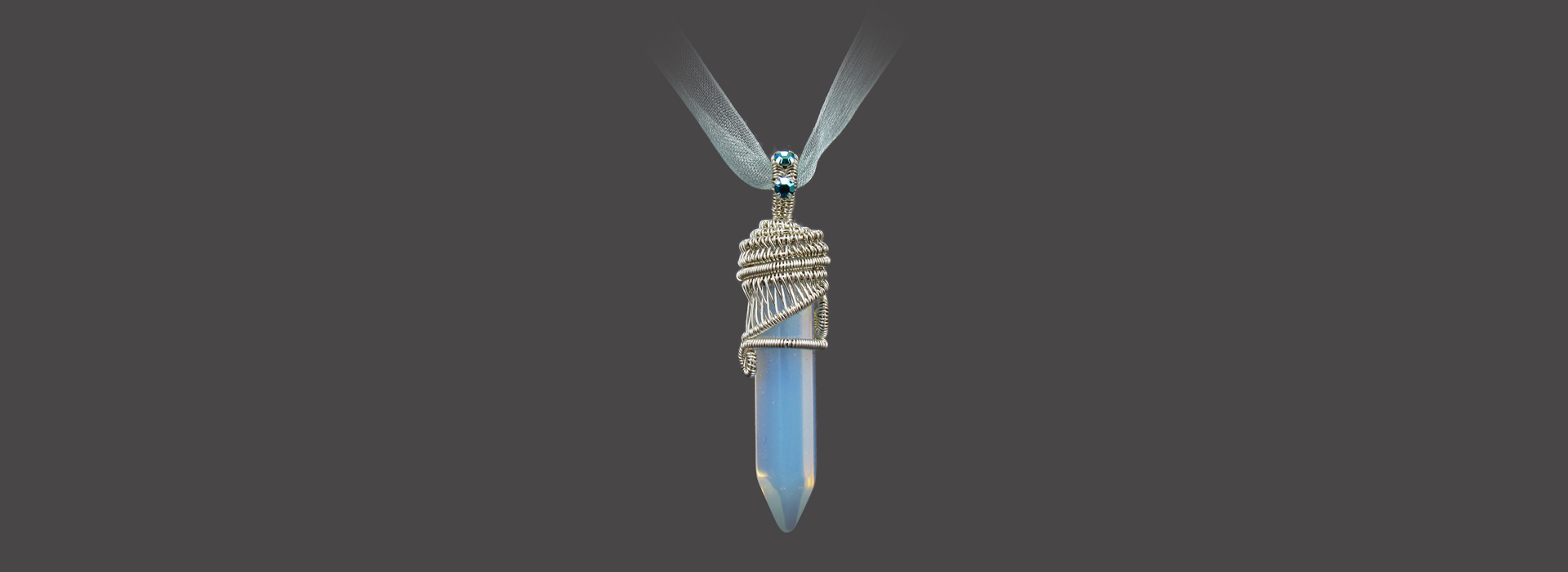 Sterling Silver and Opalite Crystal Point "Atlantis" Necklace
