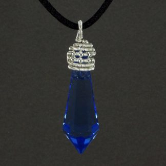 Sterling silver and blue crystal prism necklace
