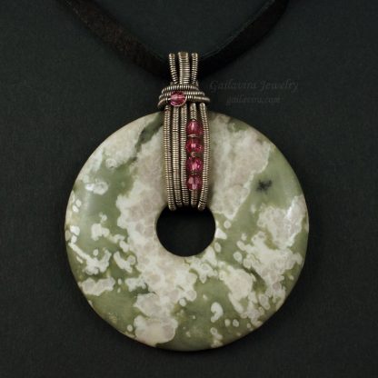 "Peace Jade", Swarovski crystal and sterling silver necklace pendant