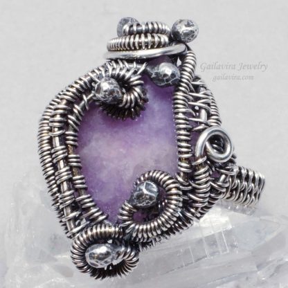 Purple Quartz in a sterling silver wire wrapped ring