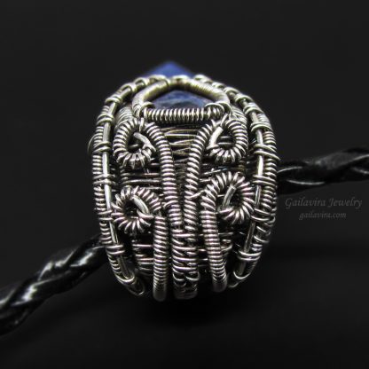 Fine silver, sterling silver and Sodalite Heady wire wrap pendant