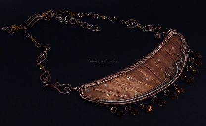 Copper, Sterling Silver and Swarovski Crystal Bib Necklace.