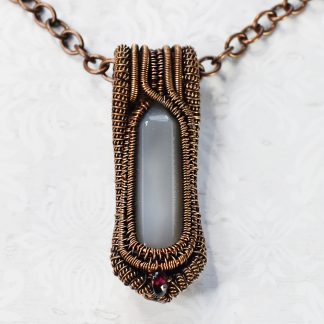 Copper and Gray Agate Heady Wire Wrapped Necklace Pendant