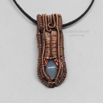 Gray Agate and Copper Heady Wire Wrapped Pendant
