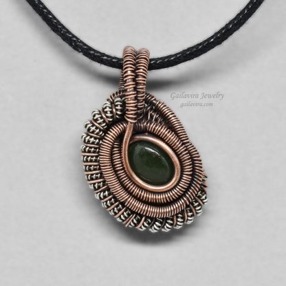 Jade and mixed metal mini heady wire wrap necklace.