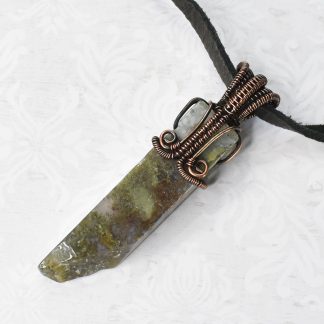 Green Agate and Copper Necklace